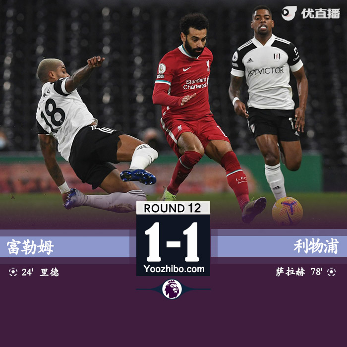 <a href=/gaoqingzuqiu/liverpool/ target=_blank class=infotextkey>利物浦</a>1-1富勒姆